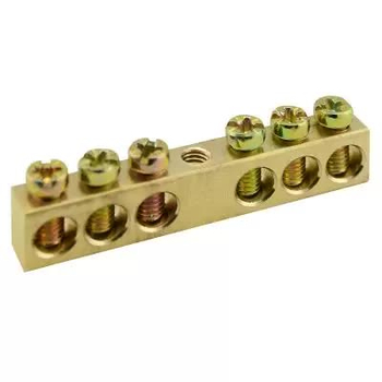 Шина PEN TS-0609C 6х9 6 отверстий крепление по центру Энергия - Электрика, НВА - Щитки и аксессуары для монтажа - Шины нулевые - . Магазин оборудования для автономного и резервного электропитания Ekosolar.ru в Кашире