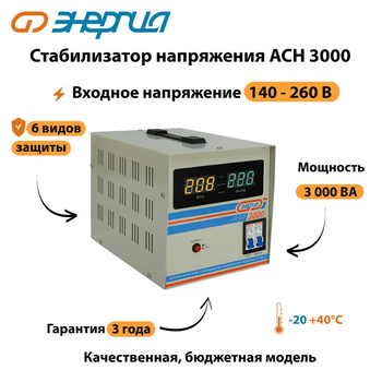 Однофазный стабилизатор напряжения Энергия АСН 3000 - Стабилизаторы напряжения - Однофазные стабилизаторы напряжения 220 Вольт - Энергия АСН - . Магазин оборудования для автономного и резервного электропитания Ekosolar.ru в Кашире