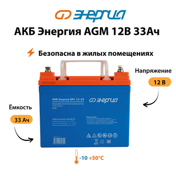 Аккумулятор для ИБП Энергия AGM 12v 33Ah - ИБП и АКБ - Аккумуляторы - . Магазин оборудования для автономного и резервного электропитания Ekosolar.ru в Кашире